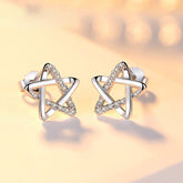 Hollow Five-pointed Star Silver Studs Earrings for Women